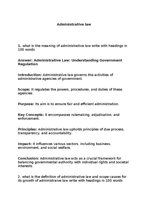 Administrative Law Assignment: Key Concepts and Classifications - Studocu