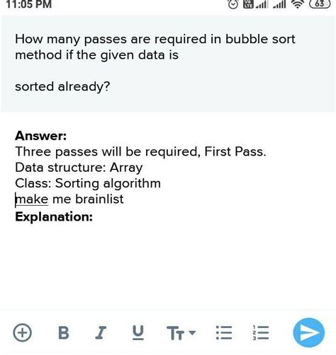 How many passes are required in bubble sort method if the given data is ...