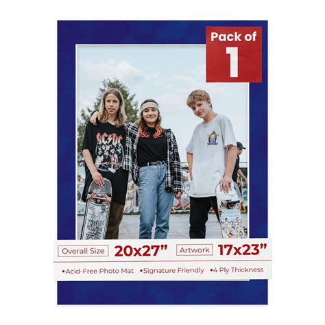 Royal Blue Suede Mat Board for 20x27 Frames - Fits 17x23 Photos, Color ...