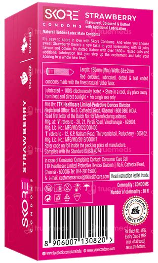 Skore Dotted And Coloured Strawberry Flavour Condom 10 - Uses, Side ...