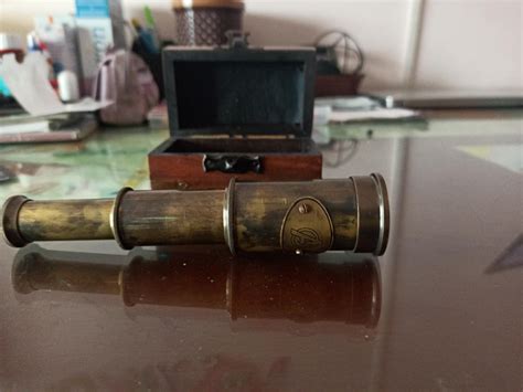 Ocean Craft Antique Brass 6''INCH Telescope with Beautiful Rose Wood ...