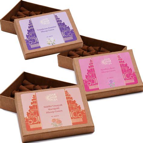 Buy Har Ghar Puja Dhoop Cones (Ayodhya Rose, Siddhi Vinayak Marigold ...
