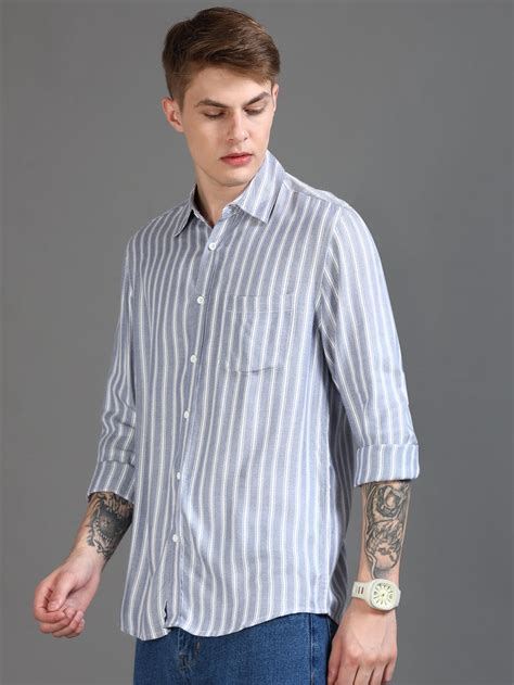 Buy spread collar Striped Shirt Mens Full Sleeve Online