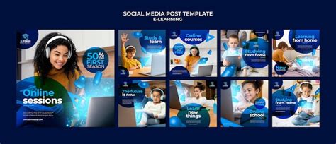 E-learning instagram posts template design | Free PSD
