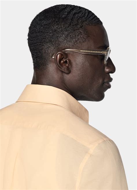 Camisa amarilla claro de lino y algodón in Lino y algodón | SUITSUPPLY