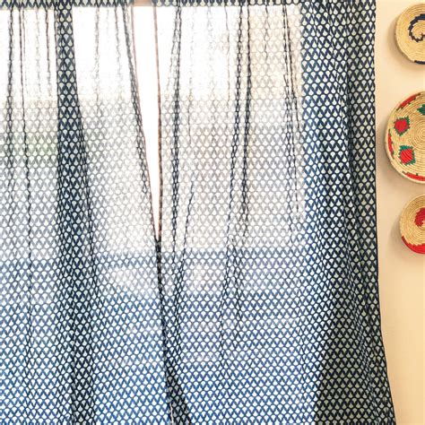 Indigo Tear Drop Hand Block Print Boho Cotton Curtain for Doors ...