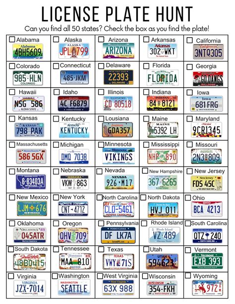 Road Trip License Plate Game- Kids Activity- Digital Download ...