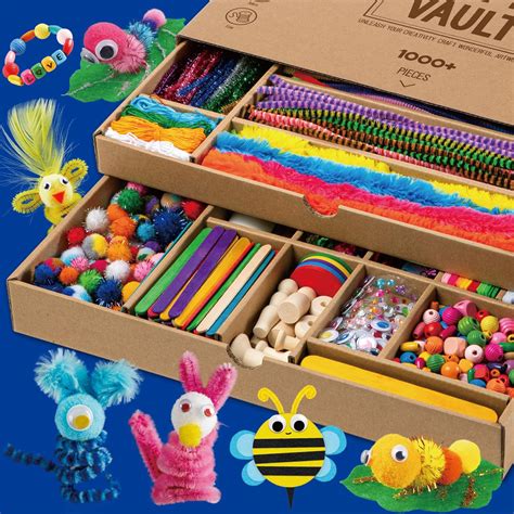 Buy EDUMAN Arts and Crafts Vault - 1000+ Piece Craft Supplies Kit Arts ...