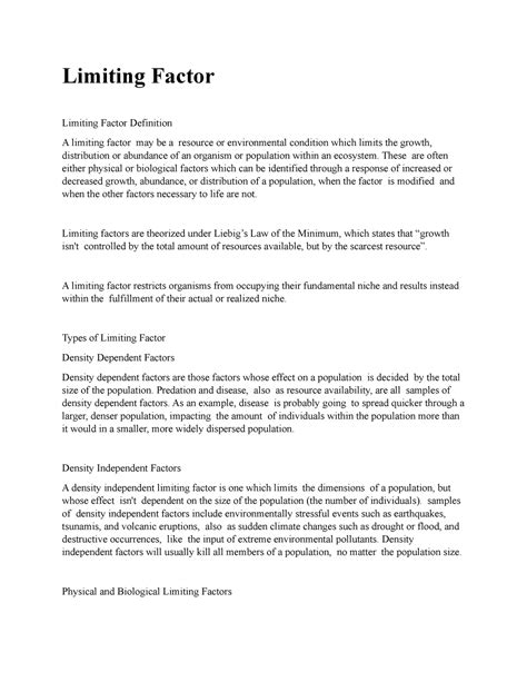 Limiting Nutrient Definition