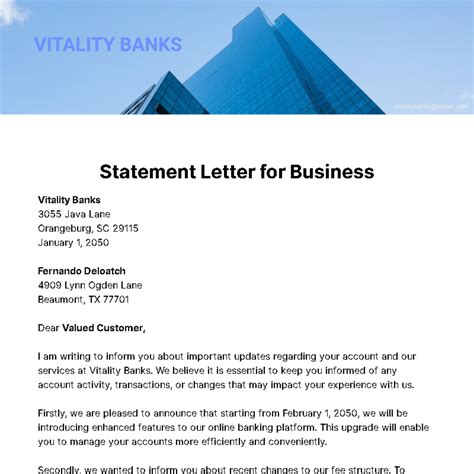 Image result for Statement Letter Example