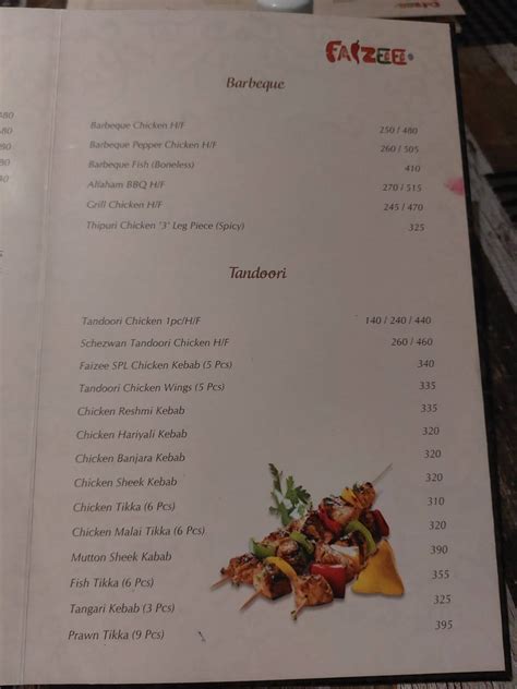 Menu at Faizee Traditional Dining, Chennai