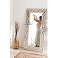 Buy A.M INTERNATIONAL Wooden Carved Decorative Rectangular Wall Mirror ...