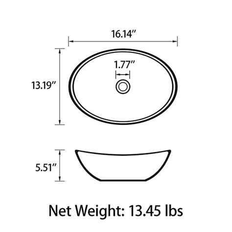 Sinber 16" x 13" x 5.5" White Oval Ceramic Countertop Bathroom Vanity ...