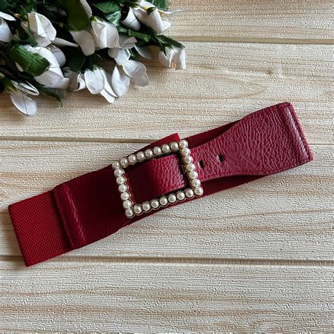 Pearl Red Dress Belt - QUITENICE