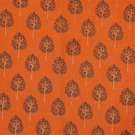 Linen sheer curtain fabric printed - Mandira - Rust – Art Legends Store