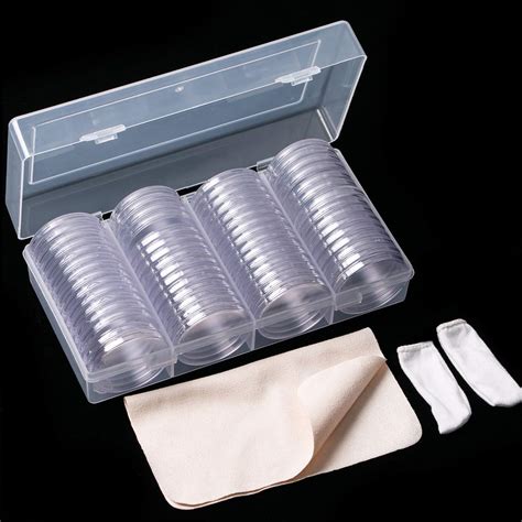 60 Pieces 41mm Coin Holder Silver Eagles Coin Capsules Clear Plastic ...