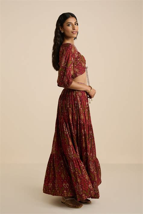 Buy Taraash Rust Co-ord Set Online In India at Global Desi F25M752P_RUST