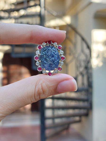 Carved Tanzanite & Ruby Diamond Earrings – Firuzeh