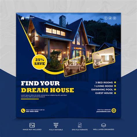 Real estate house property social media banner template :: Behance