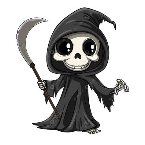 Illustration De Dessin Animé De La Faucheuse Avec Faux Mignon Petit ...