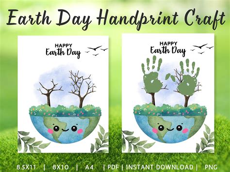 Earth Day Handprint Art Craft Printable Happy Earth Day Gift DIY Craft ...
