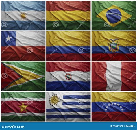 Flags Of All South American Countries, Collage Stock Photography ...