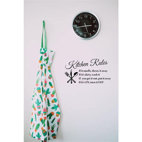 Kitchen Rules Wall Decal Inspirational Quote Vinyl Sticker for Kitchen ...