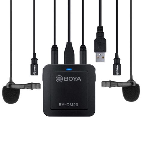 BOYA BY-DM20 Compact Dual-Channel Lavalier Microphone Recording Mic Kit ...