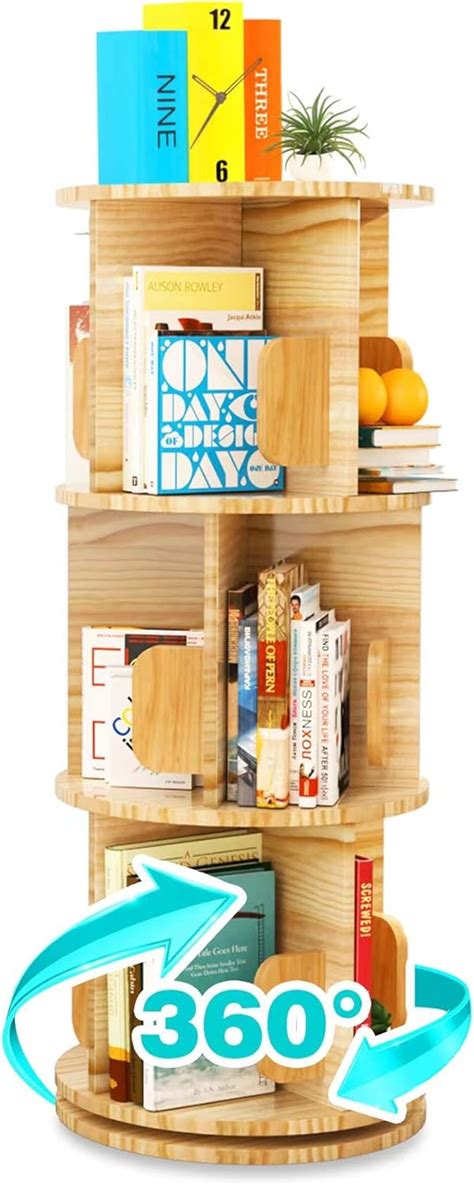 Buy SOLBAKUILT Rotating Bookshelf 360° Display 3 Tier, Storage Racks ...