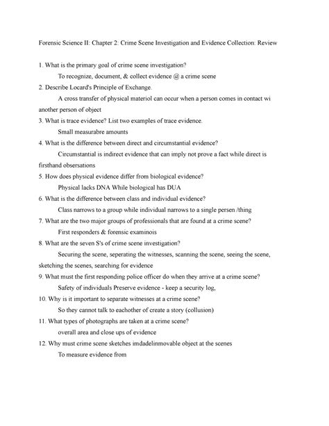 Image result for Forensic Science Questions