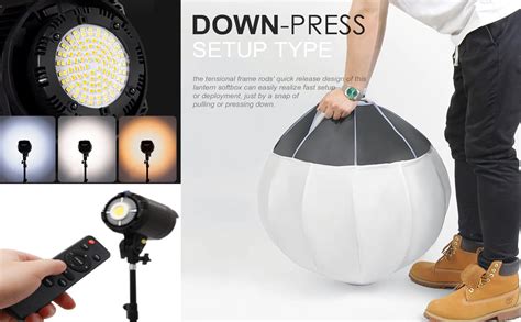 GIFTMAX Professional LED Lantern SoftBox Soft Light Modifier with 9ft ...