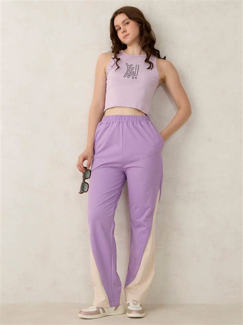 Shop Lilac Cut And Sew Coloured Jogger - for Women | OUTZIDR | Gen-Z Style