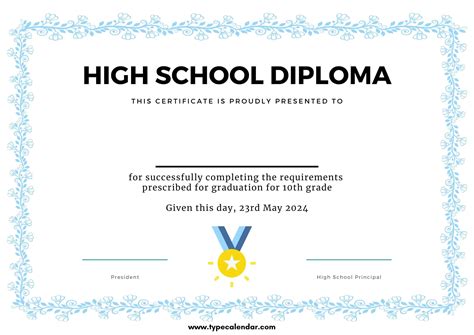 Free Printable High School Diploma Templates PDF Word With Seal Blank ...