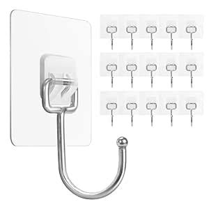 10Pcs Large Adhesive Hooks for Hanging Heavy Duty, Self Adhesive Sticky ...
