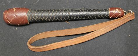 At Auction: Antique Authentic Leather Police Billy Club, 8", EC some wear
