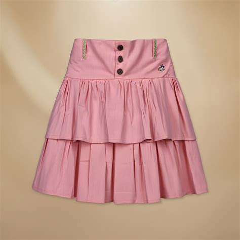 Girls Light Pink Tiered Denim Skirt – Purple United Kids