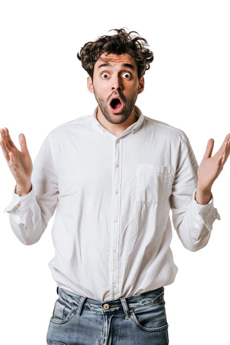 Isolated surprised man against transparent background 48051859 PNG