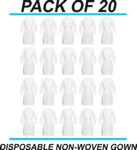 Acorn WHITE SURGICAL DISPOSABLE GOWN PPE 50 GSM (PACK OF 20) Gown ...