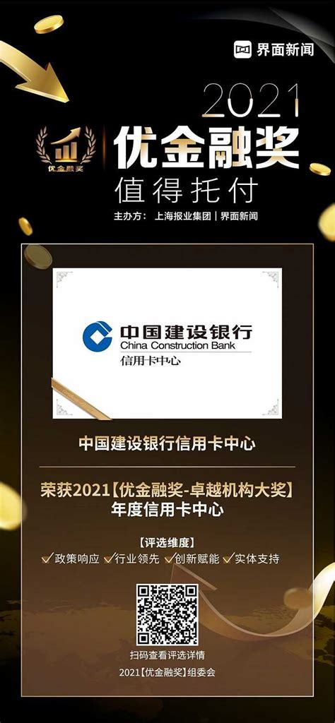中国建设银行信用卡中心荣获2021【优金融奖】卓越机构大奖——年度信用卡中心|界面新闻