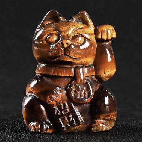 Artistone 2 Tiger Eyes Crystal Maneki Neko Lucky India | Ubuy