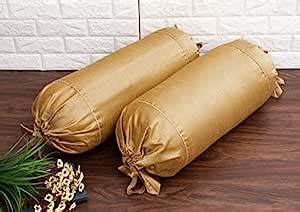 Royal DecoFurnishing Art Silk Beige Solid Decorative Designer Bolster ...