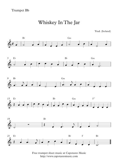 Easy Sheet Music For Beginners: Free easy trumpet sheet music | Whiskey ...