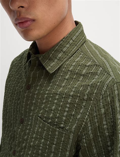 Buy Pure Cotton Striped Seersucker Shirt at Marks & Spencer