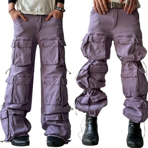 【Design used】 "Various pockets" Cargo detail wide straight denim ...