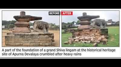 Foundation of 400-year-old Shiva lingam crumbles | Nagpur News - Times ...