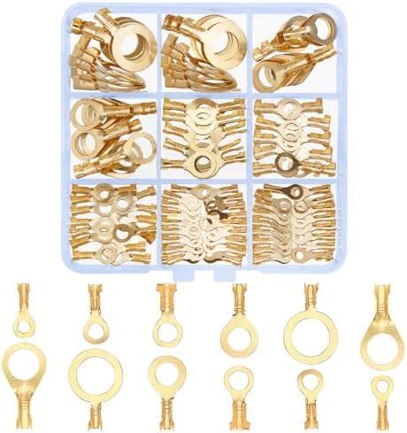 QOOSIKICC 160 Pcs Copper Ring Terminals, M3/M4/M5/M6/M8/M10 Brass Wire ...