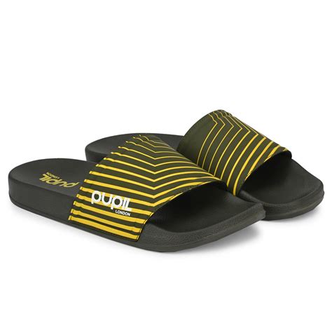 Pupil Men's BEN-4 Pool Slider, Olive and Yellow – Pupil London
