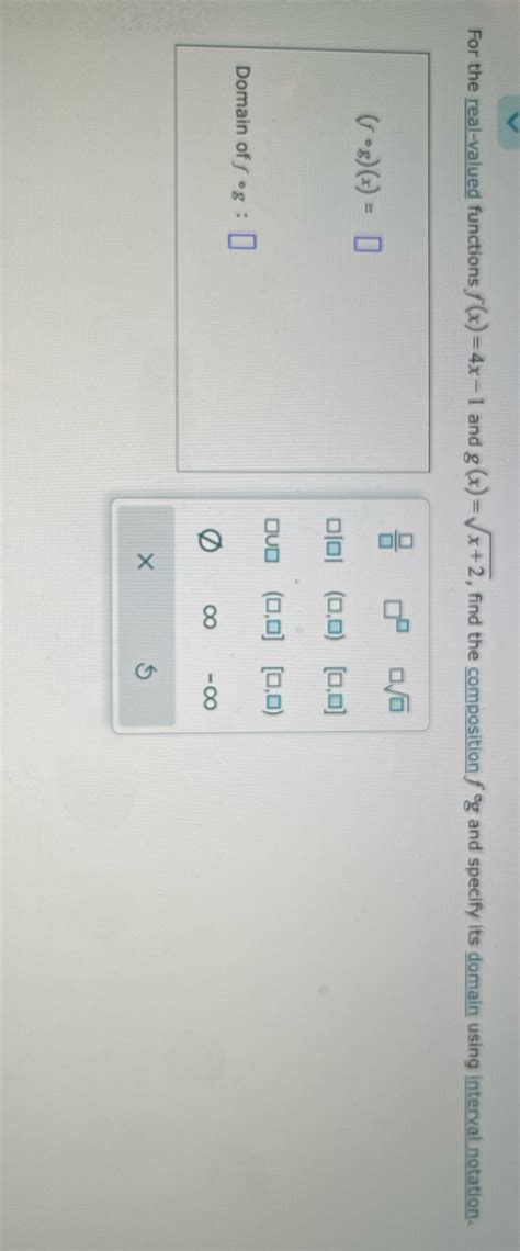 [Solved] For the real-valued functions f(x) =4x -1 and g (x) =vx+2 ...