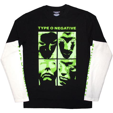 Type O Negative "Faces" Black / White Layered Long Sleeve T Shirt ...