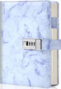 Niralasa Waterproof Leather Marble Diary with Lock Refillable Secret ...